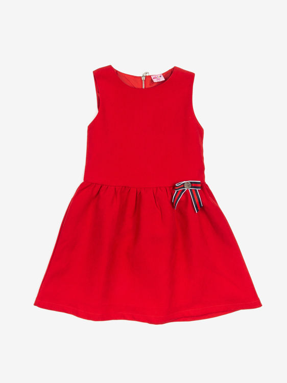 Picture of C2224 GIRLS WINTER PLAIN DRESS WITH A BOW ON THE WAIST